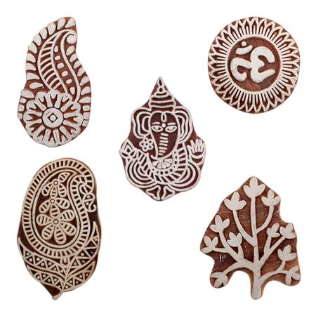 Set of 5 Piece New Mix Wooden Printing Blocks